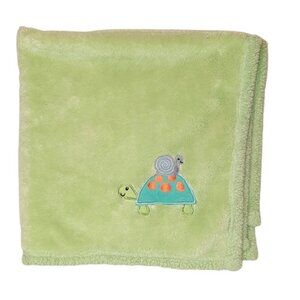 Turtle & Snail Green Baby Lovey Security Blanket 30" X 33"